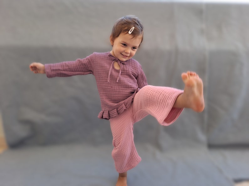 Double gauze culottes, Muslin comfy pants for kids